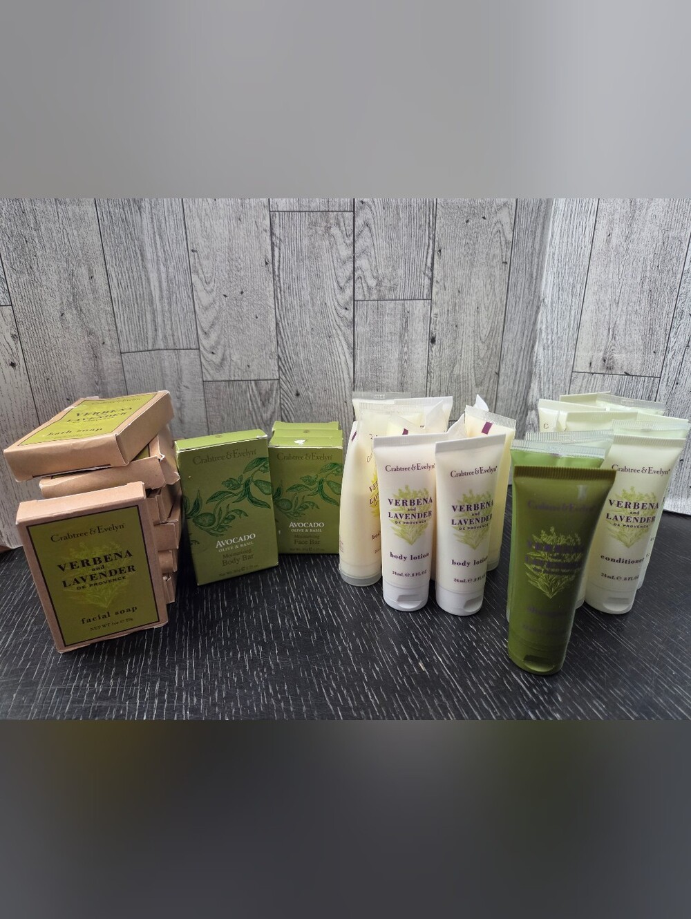 Crabtree & Evelyn Verbena Lavender Body Care Set - Cream & Green Travel Size Lot